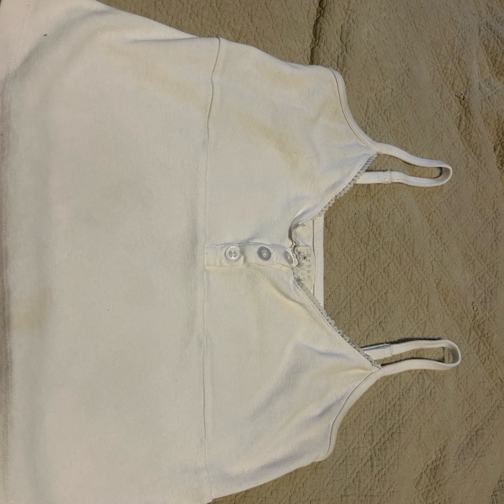 White Women's Ribbed Tank Top with Button Front